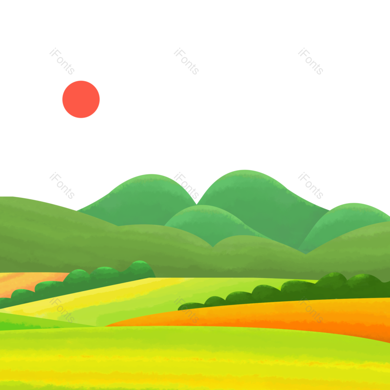 插画图片,麦田元素,插画素材PNG,小麦免抠素材